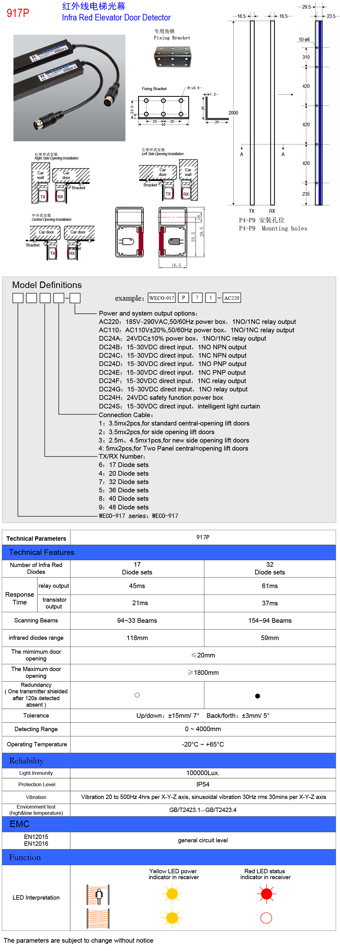 WECO917P Infra Red Elevator door detector